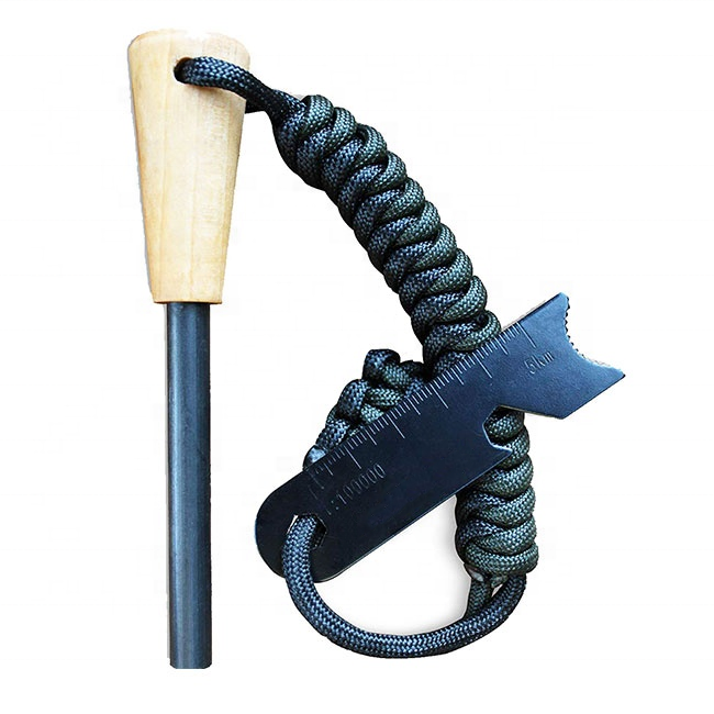 Magnesium Fire Starter - キャンプサバイバルマグネシウムフリントストーンファイヤースターターサバイバルフリントとスチールロッド、マルチツールストライカーとパラコードランヤード付き