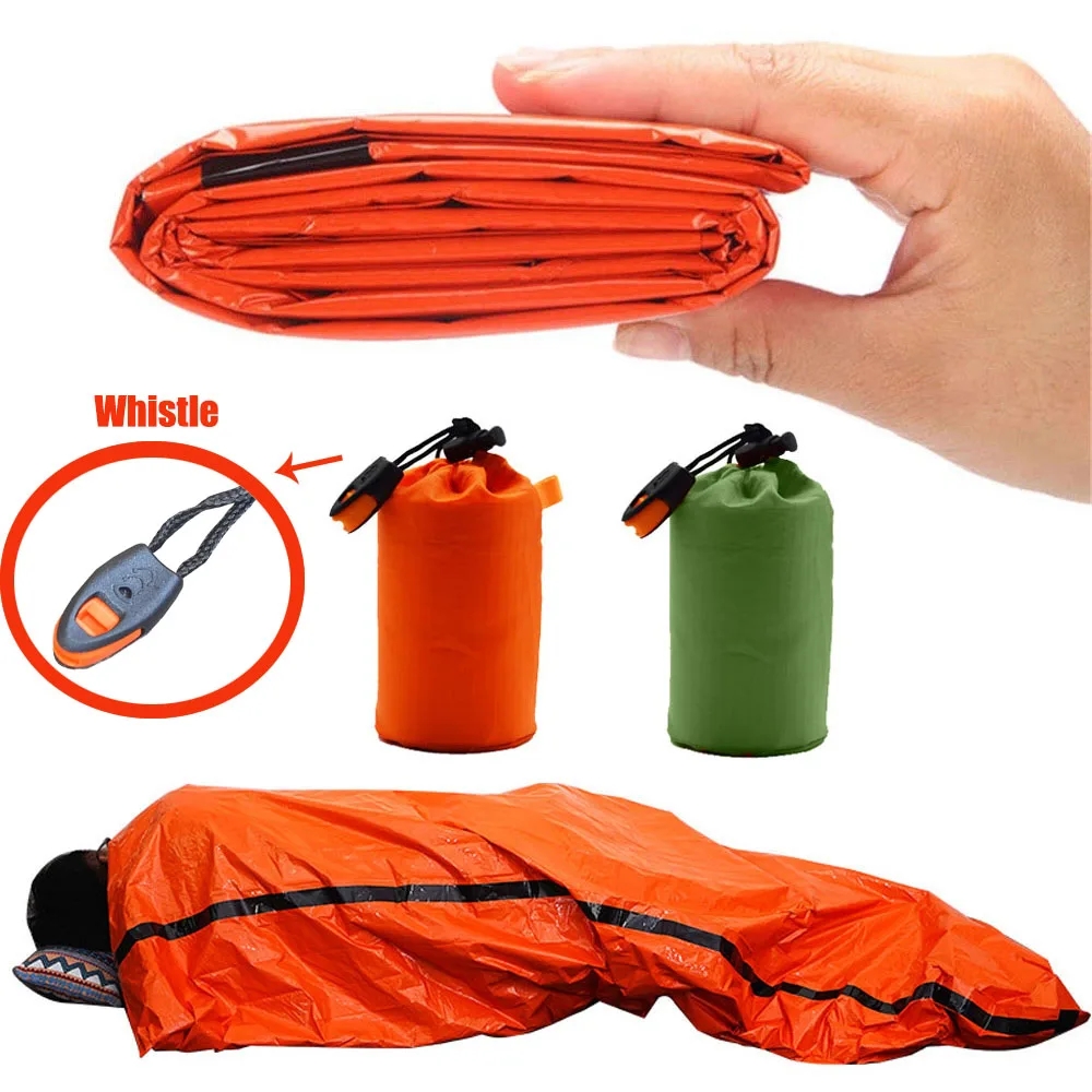Emergency Mylar Tent - ポータブル防水緊急サバイバル寝袋屋外 EDC キャンプギアサーマルサック応急処置キットマイラーブランケット