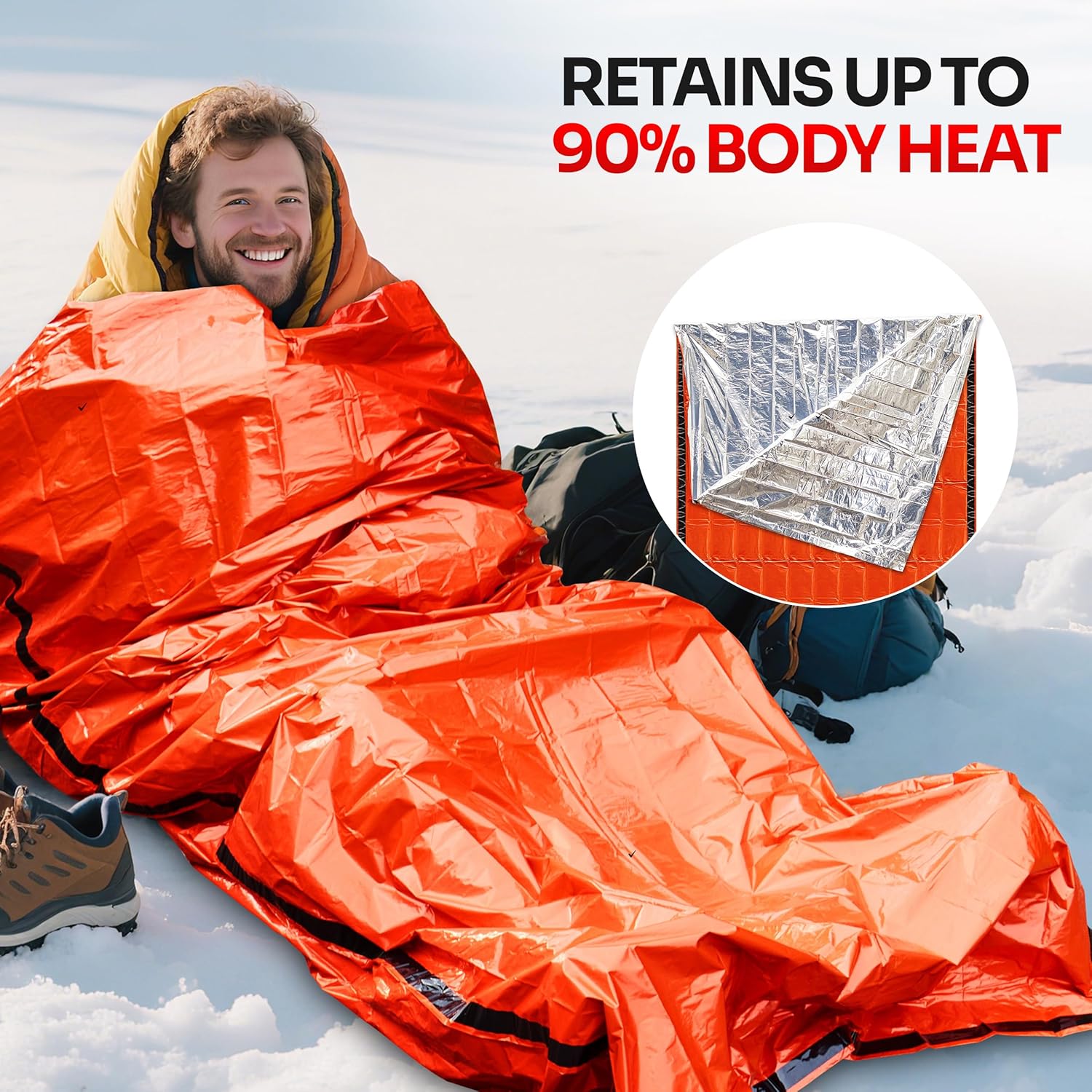 Emergency Mylar Tent - 緊急用寝袋、サバイバルギアと備品用、ライフビビーサック、防水マイラー緊急用ブランケット、サバイバルキット用