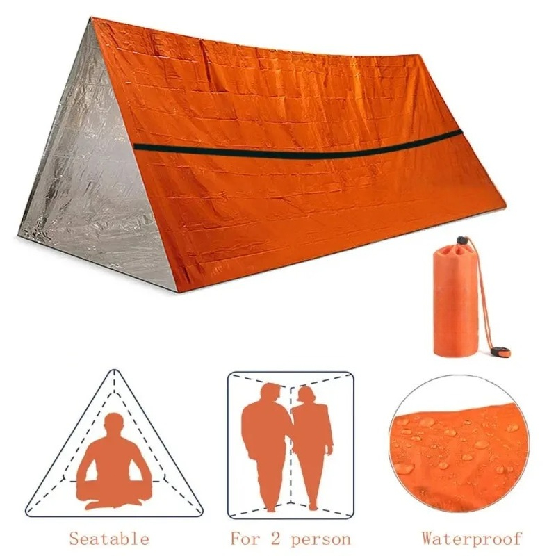 2人用緊急シェルターサバイバルテントキットマイラーチューブテ - Emergency Mylar Tent のレビューと価格