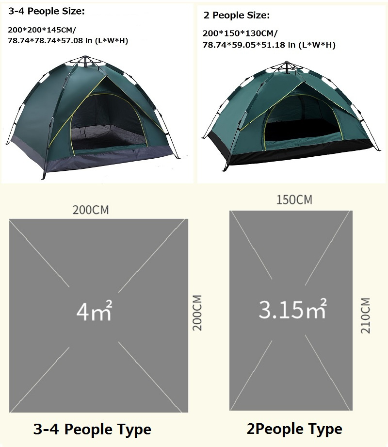 1-2/3-4人全自動キャンプテント防雨防風抗uvポップアッ - Emergency Mylar Tent のレビューと価格