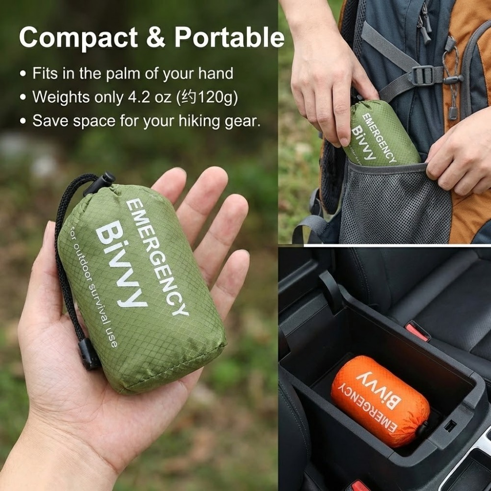 3 個の緊急寝袋キット巾着ホイッスル付き断熱ブランケットライ - Bivy Bag Emergency のレビューと価格