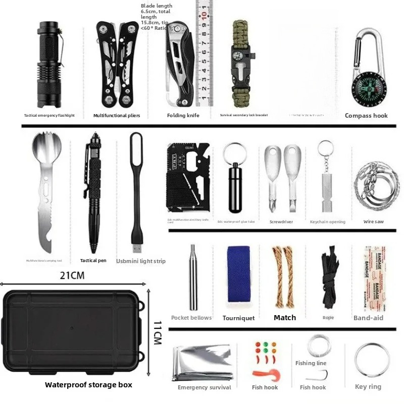 屋外サバイバル装備ツールボックス 60 in 1 キャンプセ - Fire Starting Kit のレビューと価格