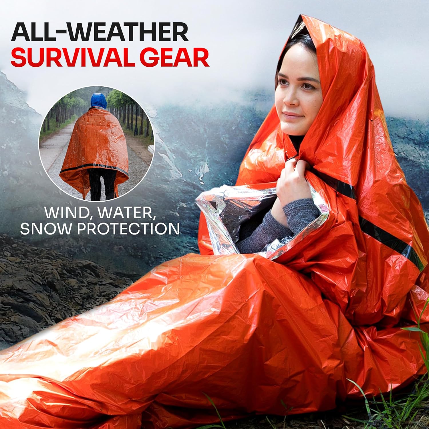 緊急用寝袋、サバイバルギアと備品用、ライフビビーサック、防水 - Emergency Mylar Tent のレビューと価格